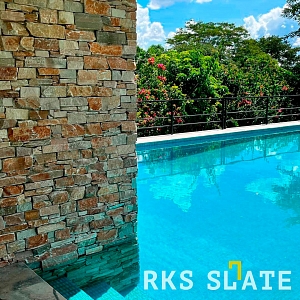 Облицовка декоративным камнем бассейна 3D панели RKS SLATE Кварцит Beige Quartz Country