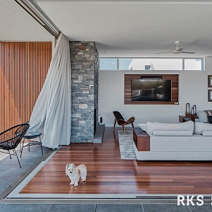 Отделка камнем в интерьере гостиной 3D панели Кварцит Nordic Blend Country