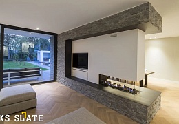 3D мозаика из камня RKS SLATE Кварцит Monsoon Black Rockface