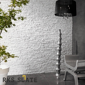 Отделка камнем в интерьере фото — 3D панели RKS SLATE Кварцит White Quartz Classic
