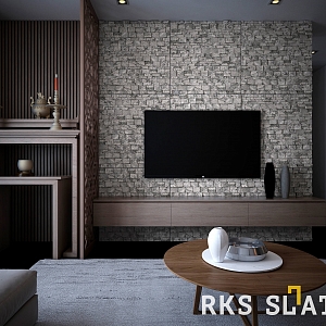 Декоративный камень для камина 3D панели RKS SLATE Гранит Sesame Grey Country