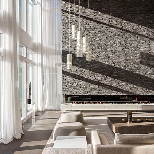 Камень облицовочный для каминов и печей 3D панели RKS SLATE Сланец Black Rockface