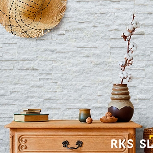 Отделка камнем коридора в интерьере — 3D панели RKS SLATE Кварцит White Quartz Classic