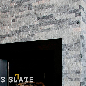 Термостойкая плитка для каминов 3D панели из натурального камня Мрамор Cloudy Grey Classic — RKS SLATE