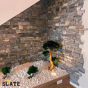 Серый камень в интерьере 3D панели Кварцит Nordic Blend Country