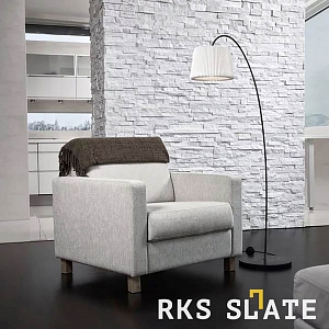 Мозаика из натурального камня в интерьере — 3D панели RKS SLATE Кварцит White Quartz Classic