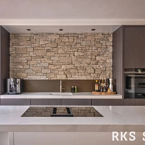 Декоративный камень в отделке интерьера 3D панели RKS SLATE Кварцит Sesame Yellow Country