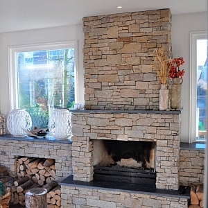 Облицовочный камень для печей и каминов RKS SLATE Кварцит Sesame Yellow Country