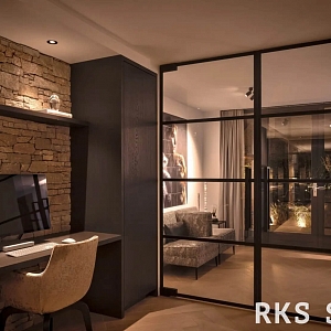 Камень в интерьере внутренней отделки 3D панели RKS SLATE Кварцит Sesame Yellow Country