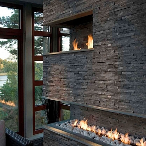 Натуральный камень для отделки камина 3D панели RKS SLATE Кварцит Black Quartz Classic