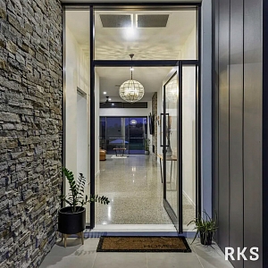 Стена из камня в интерьере гостиной 3D панели Кварцит Boston Blend Country