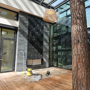 Камень для отделки камина 3D панели RKS SLATE Сланец Black Waterfall Pencil