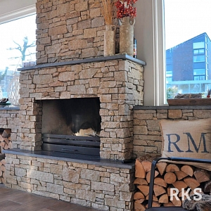 Камень для отделки камина 3D панели RKS SLATE Кварцит Sesame Yellow Country