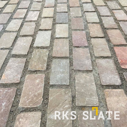  RKS Slate Belgian Multi 100х100 мм. Прочная тротуарная плитка и плитка для пола из натурального песчаника. Лучшая цена на плитку из камня известняк