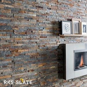 Натуральный камень для камина 3D панели RKS SLATE Сланец Multicolor Classic