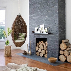 Облицовочный камень для печей и каминов 3D панели из натурального камня Сланец Black Slate Classic — RKS SLATE