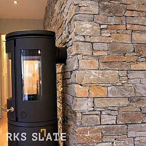 Облицовка камина натуральным камнем 3D панелями RKS SLATE Мрамор Woody Grey Classic — RKS SLATE