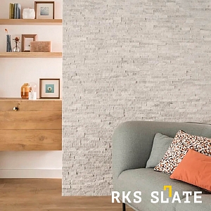 Отделочный камень для стен купить — 3D панели RKS SLATE Кварцит White Quartz Classic