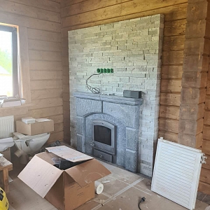 Камень для отделки камина 3D панели RKS SLATE Кварцит Shimla White Natural