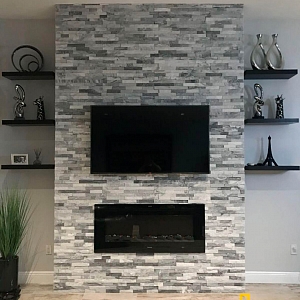 Плитка для облицовки печей и каминов купить в Грозном 3D панели из натурального камня Мрамор Cloudy Grey Classic — RKS SLATE