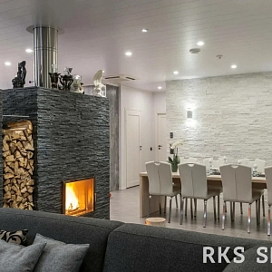 Облицовочный камень для камина 3D мозаика из камня RKS SLATE Кварцит Black Quartz Pencil