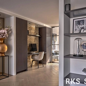 Камень в интерьере гостиной 3D панели RKS SLATE Кварцит Sesame Yellow Country