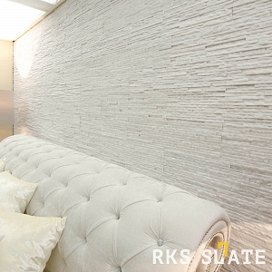 Камень в интерьере 3D панели RKS SLATE Кварцит White Pencil