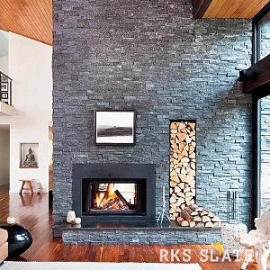 Облицовочный камень для камина 3D панели RKS SLATE Кварцит Black Quartz Classic