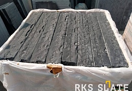 Ступень из камня, Belgian Black, колотая, 350х30 мм