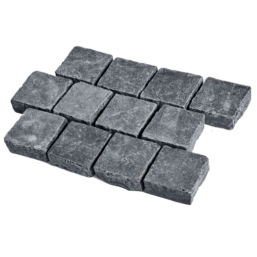 Состаренная брусчатка RKS Slate Templ Belgian Black Limestone 100х100 мм. Прочная тротуарная плитка и плитка для пола из натурального известняка. Лучшая цена на плитку из камня известняк