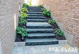 Ступень из камня, Belgian Black, колотая, 1000х300х150 мм