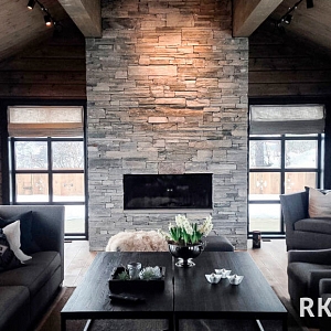 Натуральный камень для облицовки камина 3D панели RKS SLATE Мрамор Cloudy Grey Country