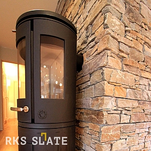 Облицовка печей и каминов натуральным камнем 3D панели RKS SLATE Кварцит Multi Quartz Country — RKS SLATE