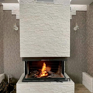 Облицовочный камень для каминов купить 3D панели из натурального камня Кварцит White Quartz Classic — RKS SLATE