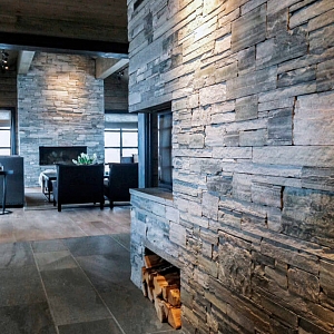 Природный камень для облицовки камина 3D панели RKS SLATE Мрамор Cloudy Grey Country