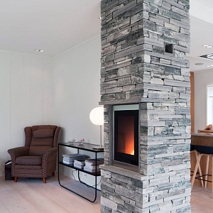 Природный камень для облицовки камина 3D панели RKS SLATE Мрамор Cloudy Grey Country